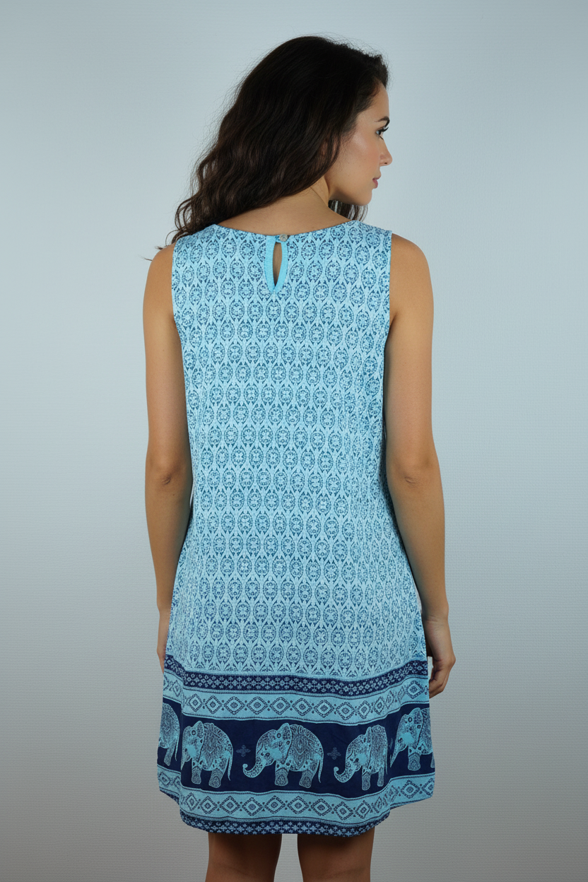 Sommerkleid Maya Hellblau – KI Rückseite