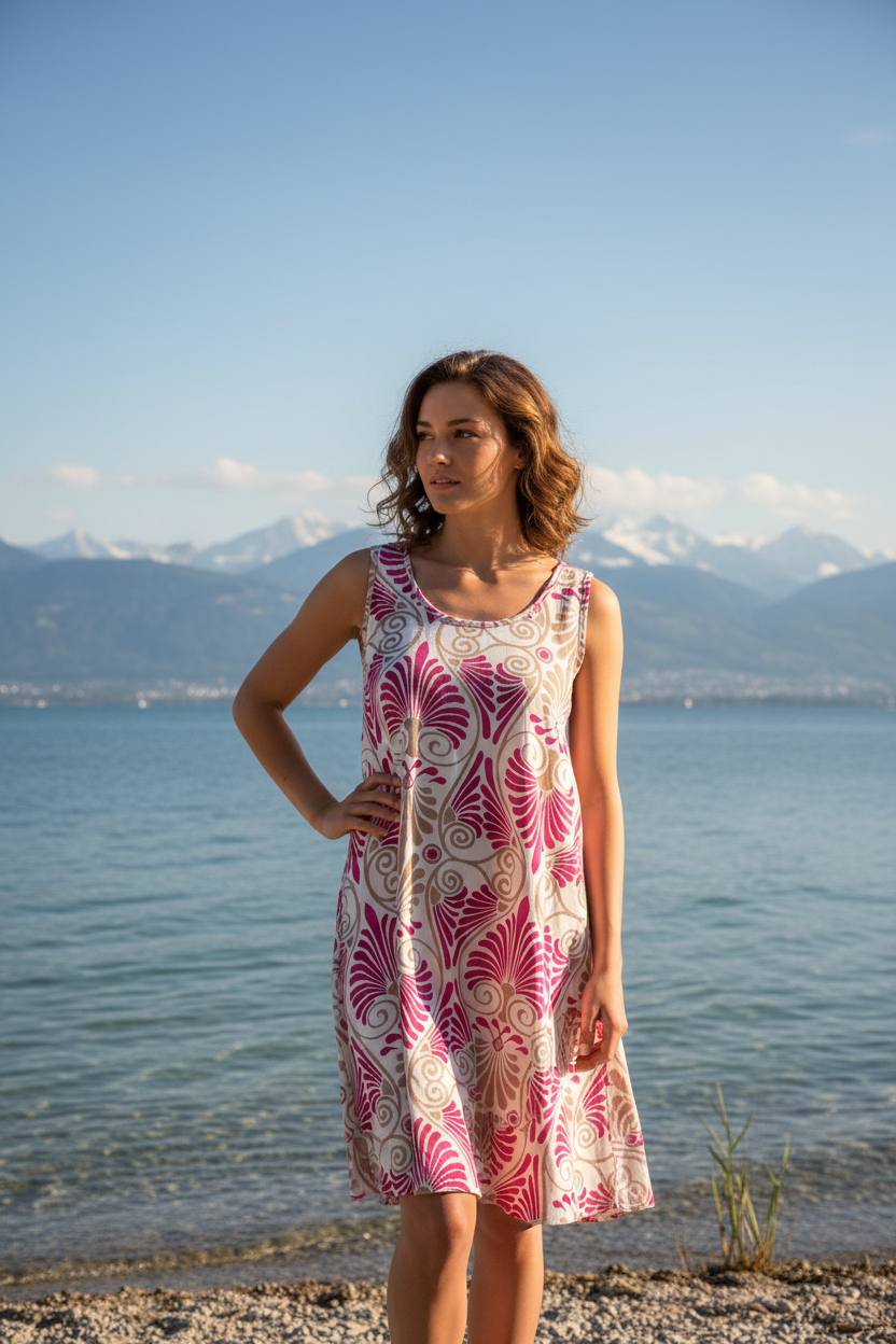 Sommerkleid Art-Déco Pink Groß Bodensee Lifestyle