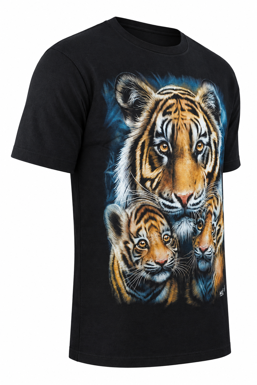 Tiger Family T-Shirt in der Seitenansicht auf digitalem Shop-Weiß