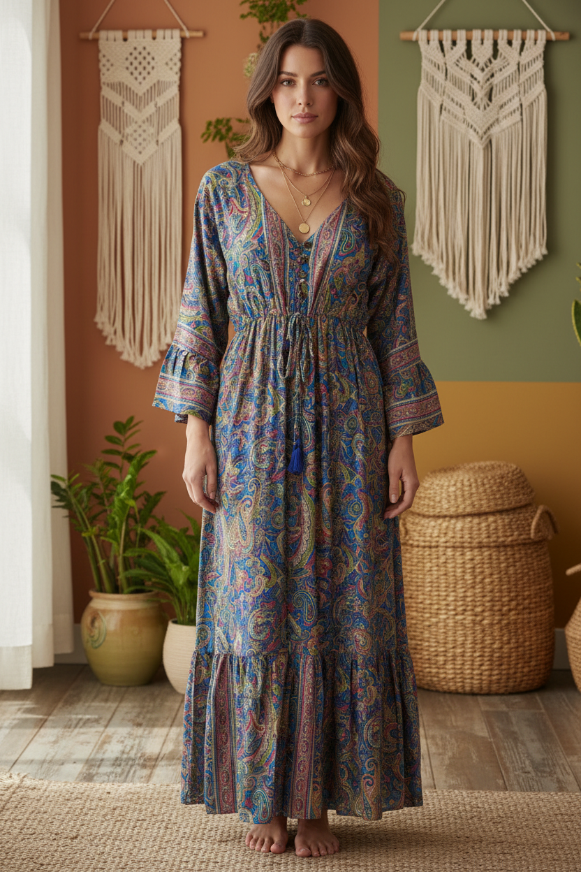 Boho Maxi Kleid Paisley – Boho Stehend