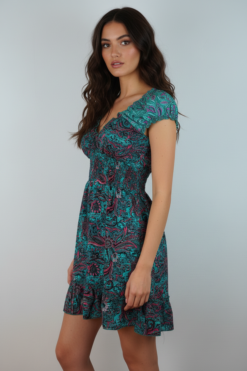 Sommerkleid Alia Türkis/Pink – KI Seite