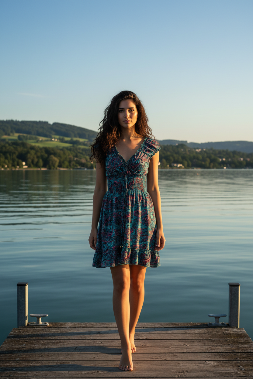 Sommerkleid Boho Türkis Paisley Bodensee Lifestyle