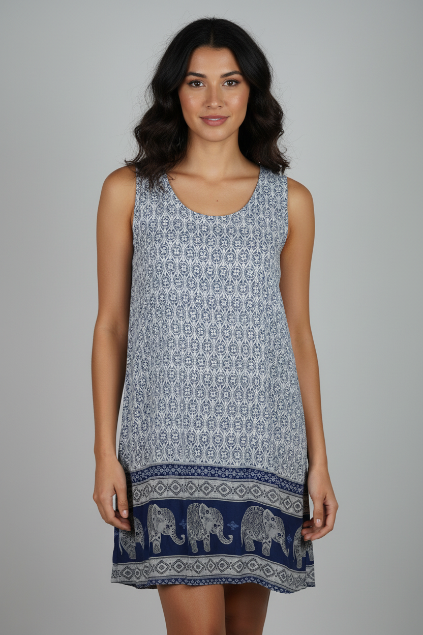 Sommerkleid Maya Dunkelblau – KI Vorderseite