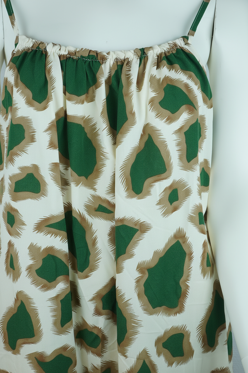Sommerkleid Animal Print Creme Grün Detail