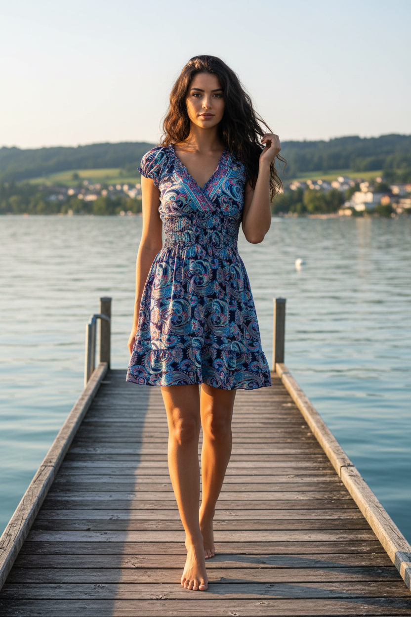 Sommerkleid Alia Dunkelblau/Türkis – Bodensee Lifestyle