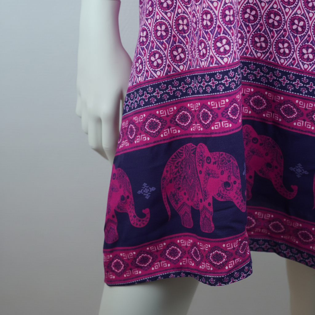 Sommerkleid Maya Pink – Elefanten-Detailshot