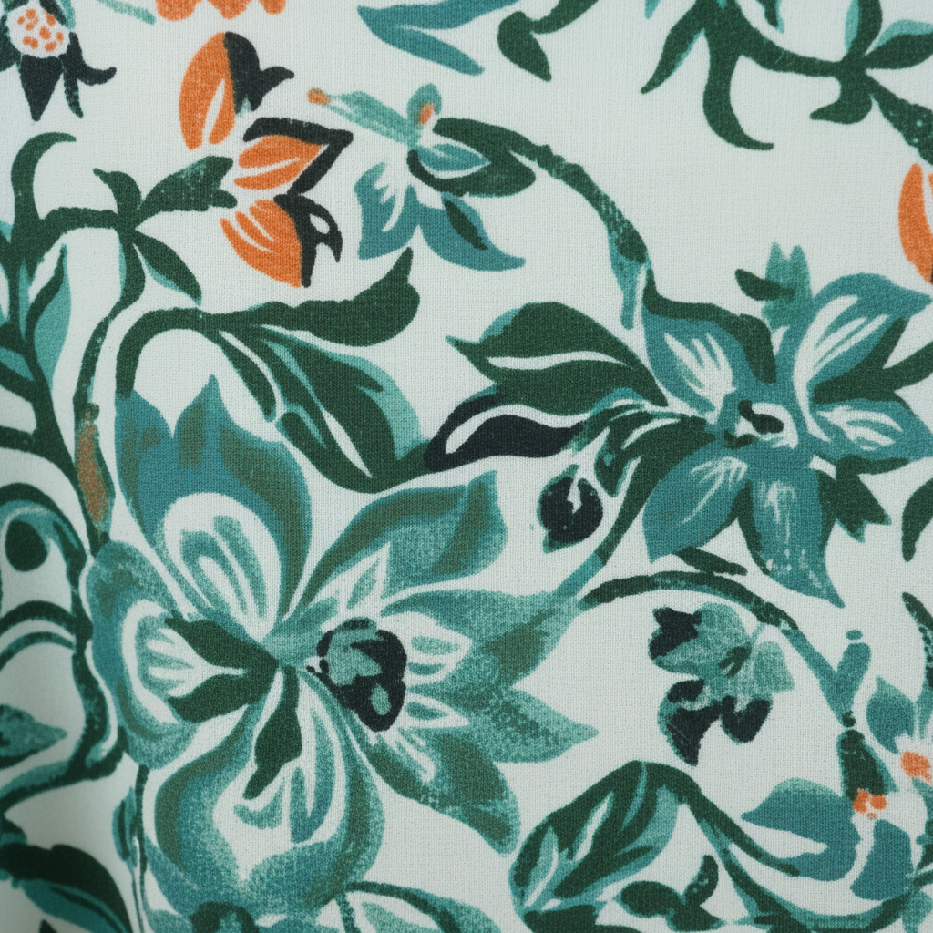 Sommerkleid Blumenprint Grün Detailshot