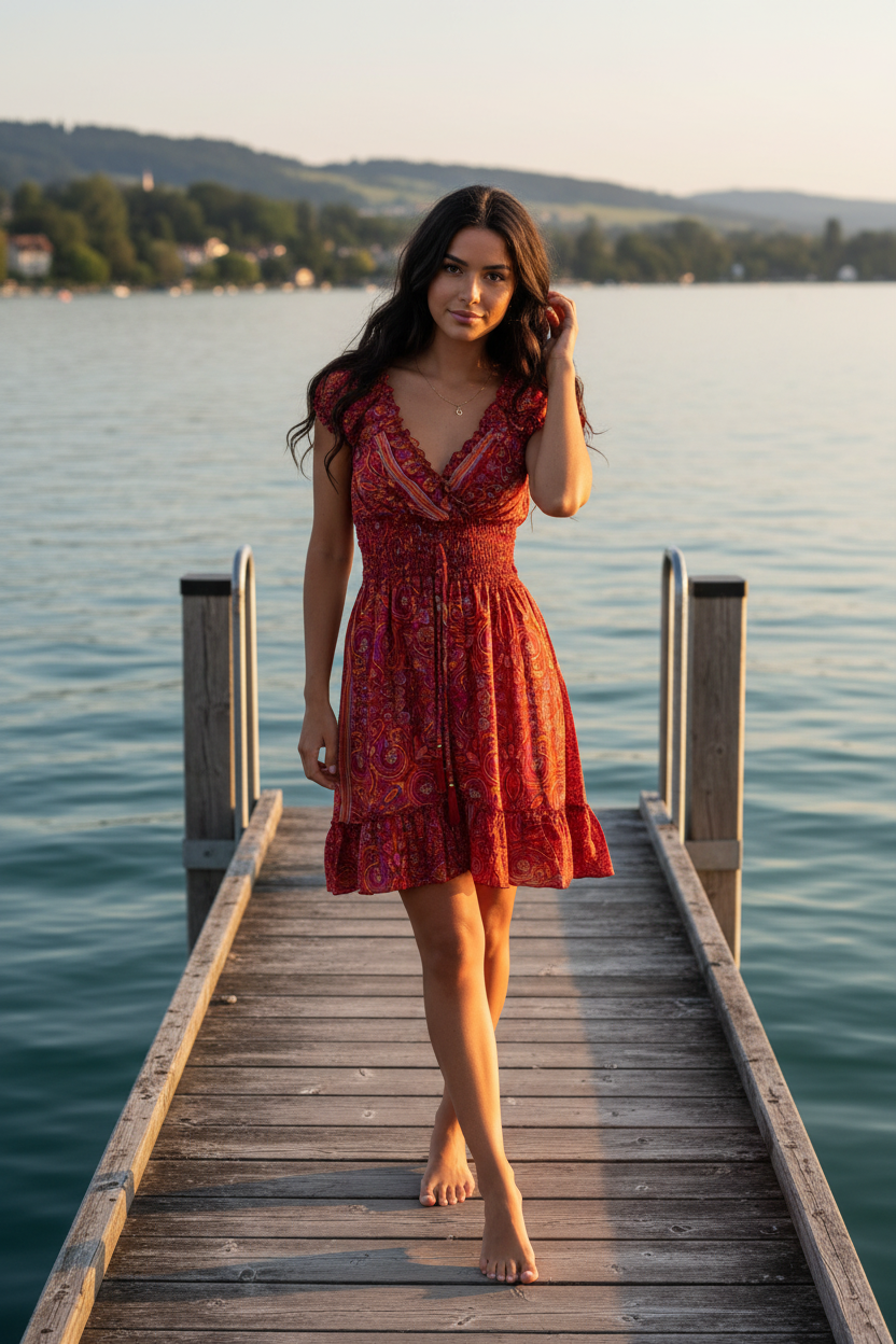 Sommerkleid Alia Rot/Orange – Bodensee Lifestyle