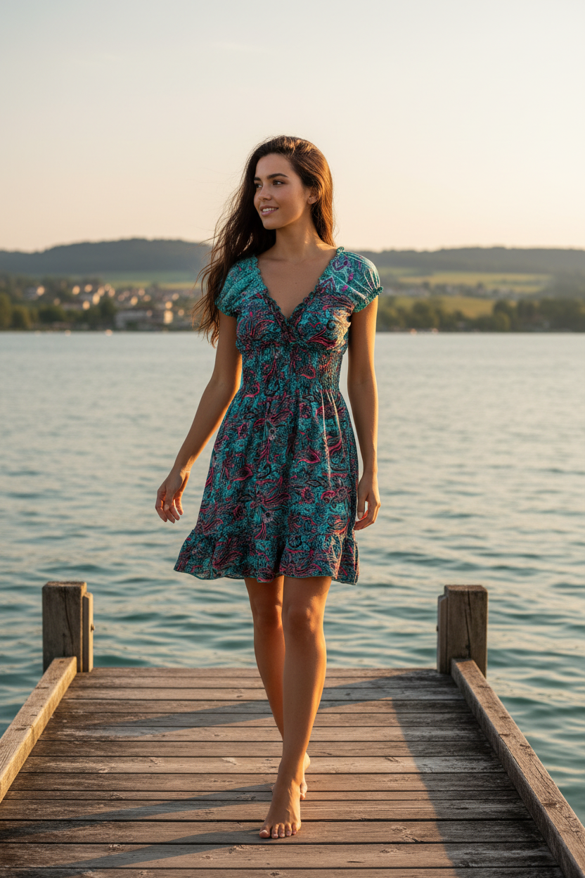Sommerkleid Alia Türkis/Pink – Bodensee Lifestyle