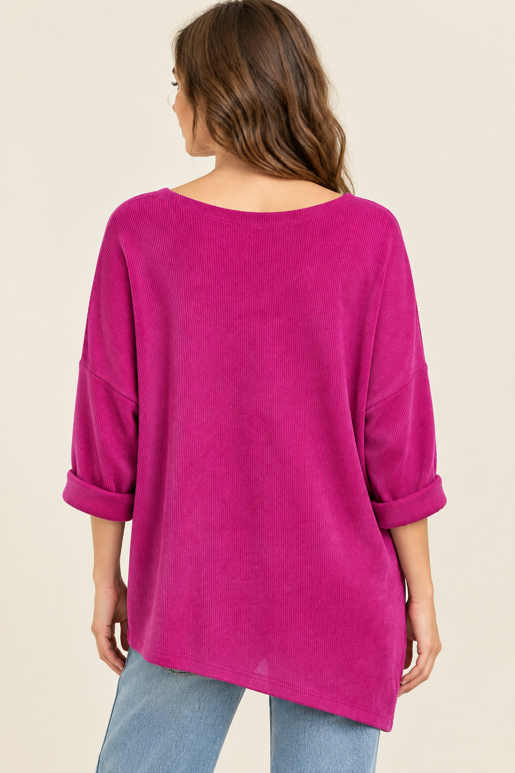 Fuchsia lockeres Oberteil von hinten