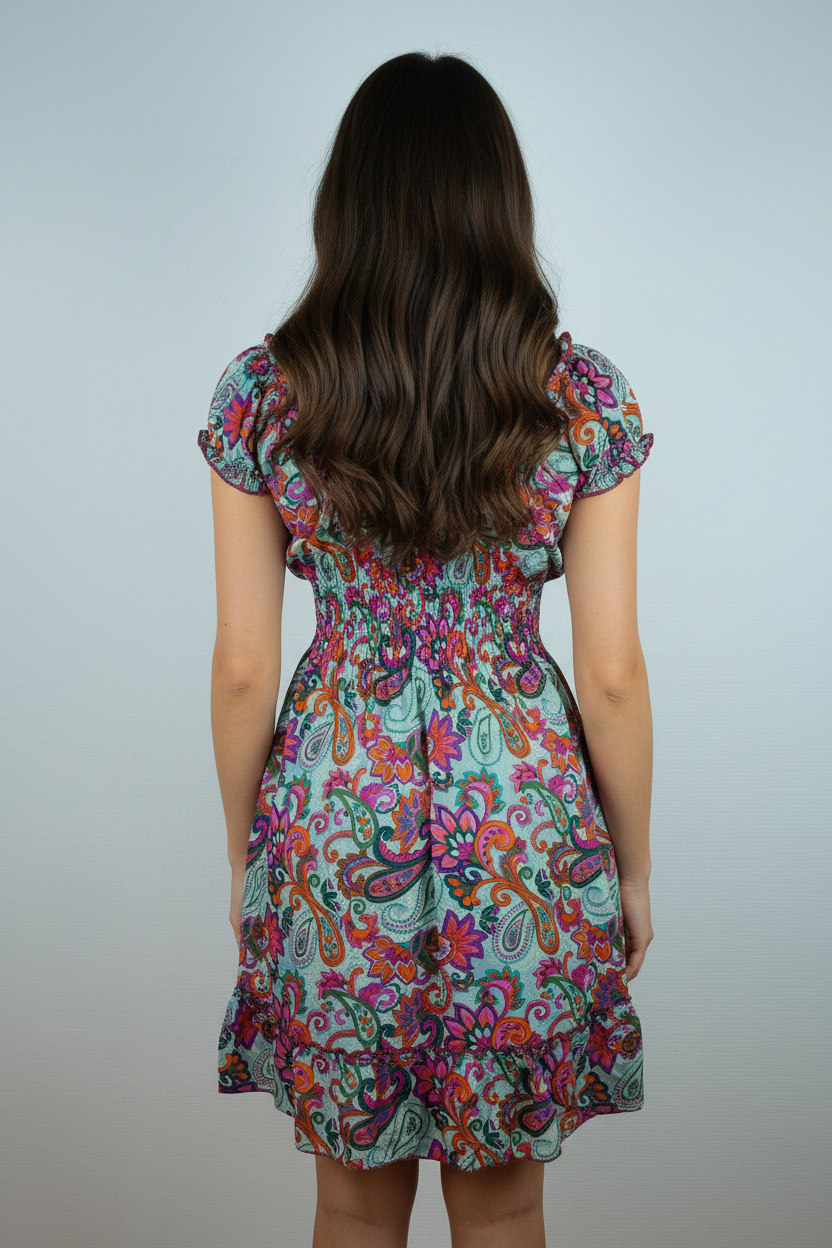Sommerkleid Alia Mint/Multicolor – KI Rückseite