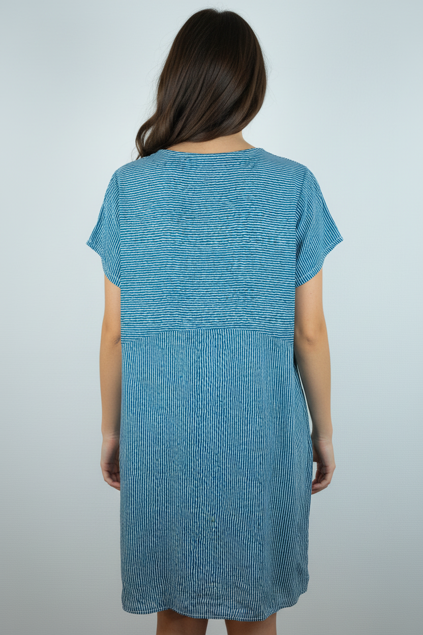 Sommerkleid Streifen Petrol Rückansicht