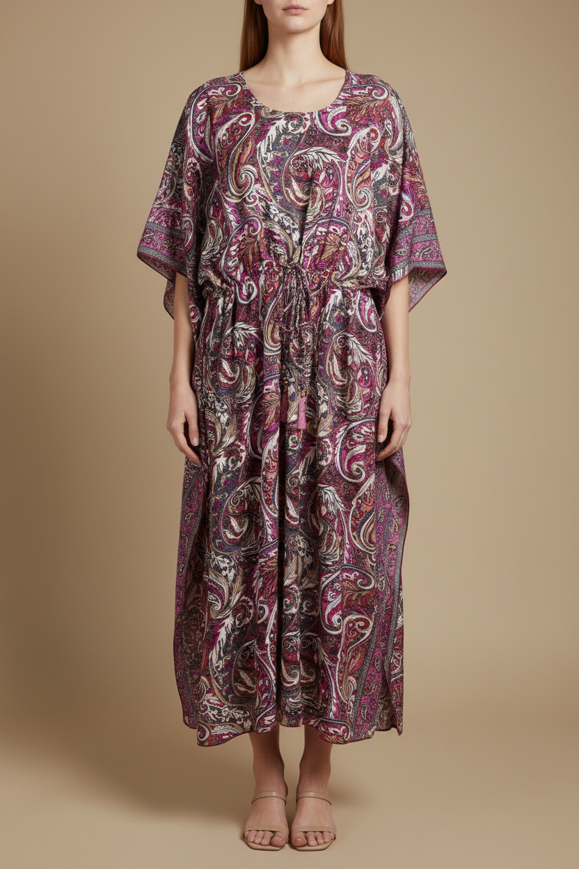 Boho Kaftan Bordeaux Magenta Paisley – Studio Vorne