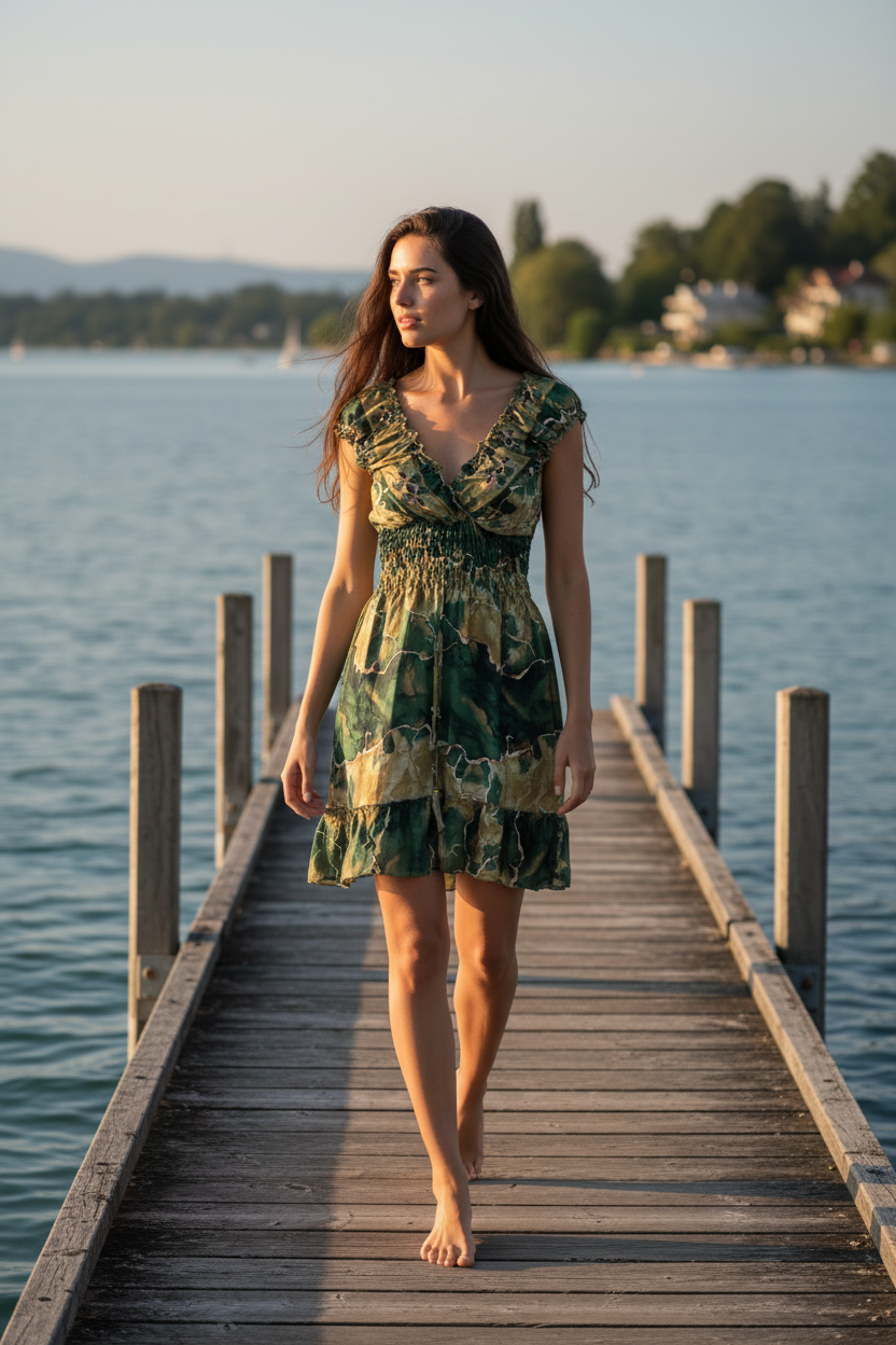 Sommerkleid Alia Grün/Khaki – Bodensee Lifestyle