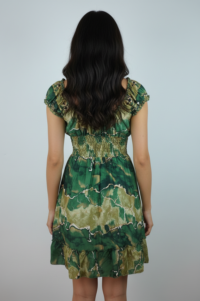 Sommerkleid Alia Grün/Khaki – KI Rückseite