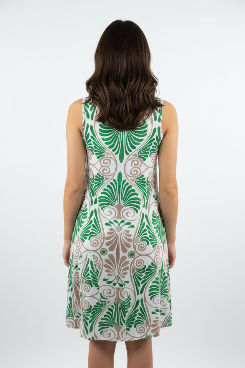Sommerkleid Art-Déco Grün Groß Rückansicht