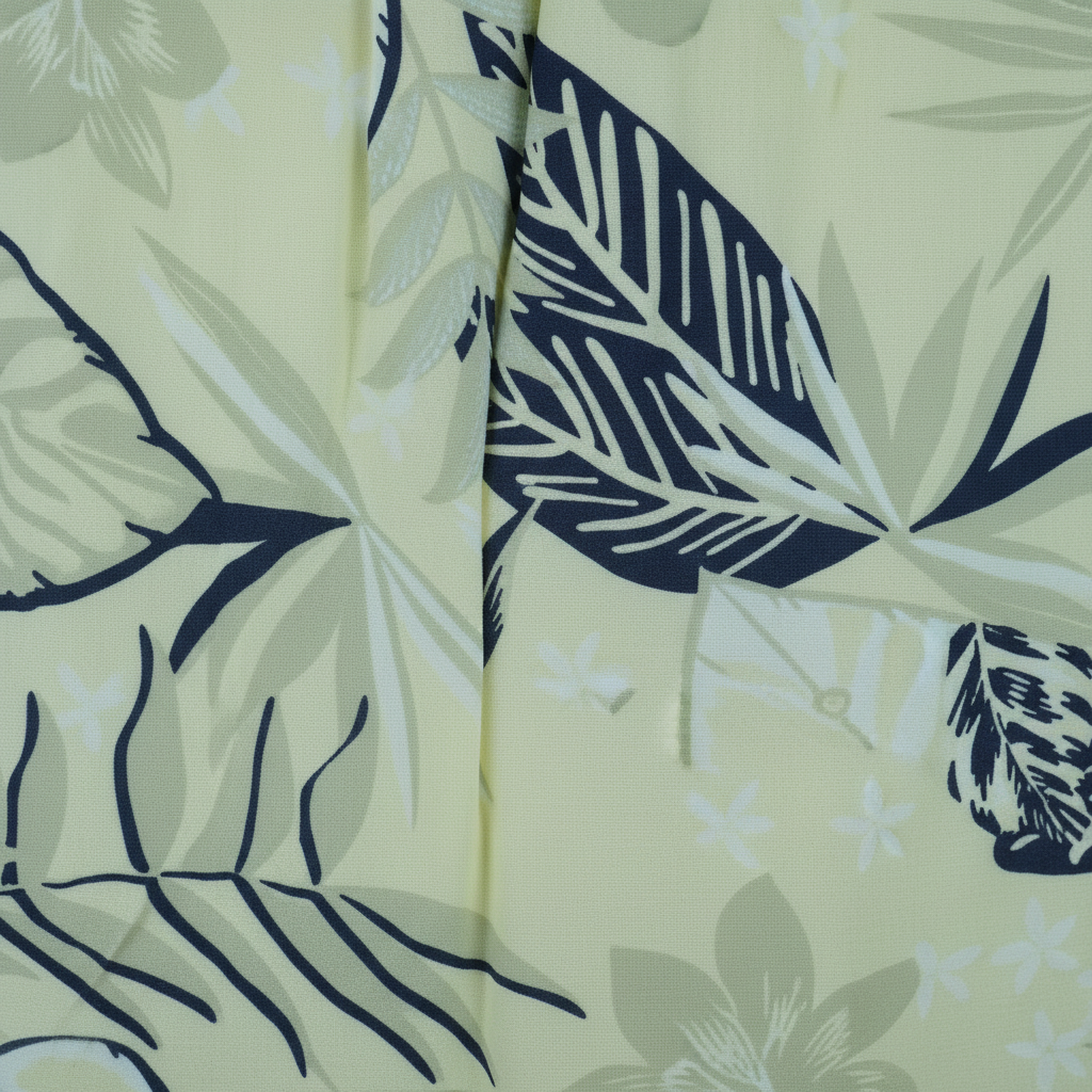 Sommerkleid Tropical Creme Navy Detailshot KI