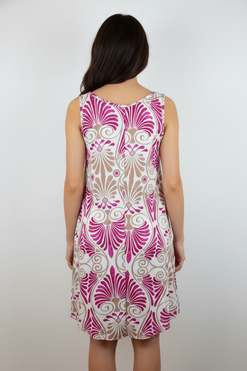 Sommerkleid Art-Déco Pink Groß Rückansicht