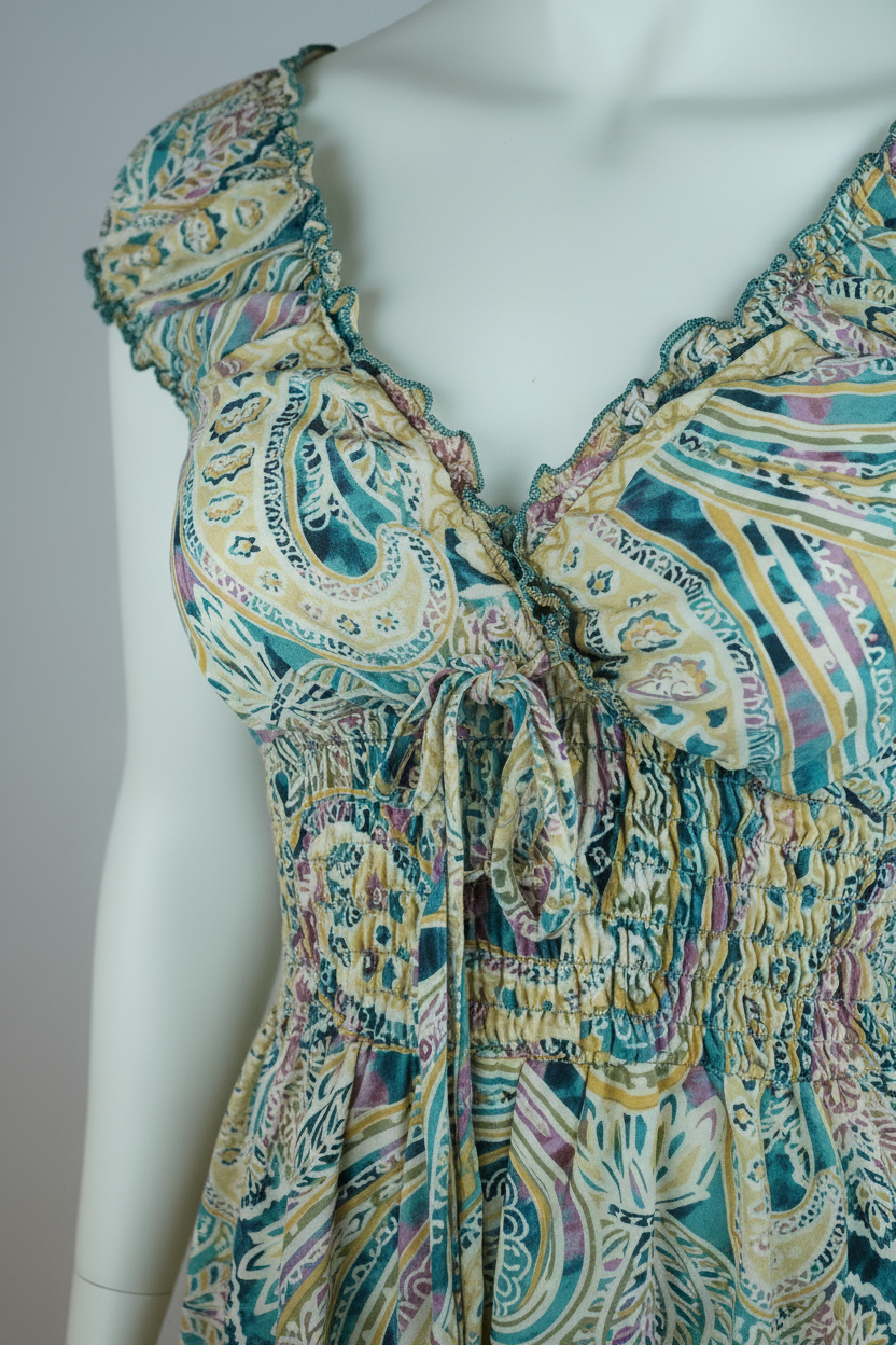 Sommerkleid Boho Creme Paisley Detail