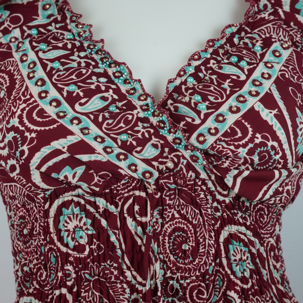 Sommerkleid Alia Bordeaux – Detailshot