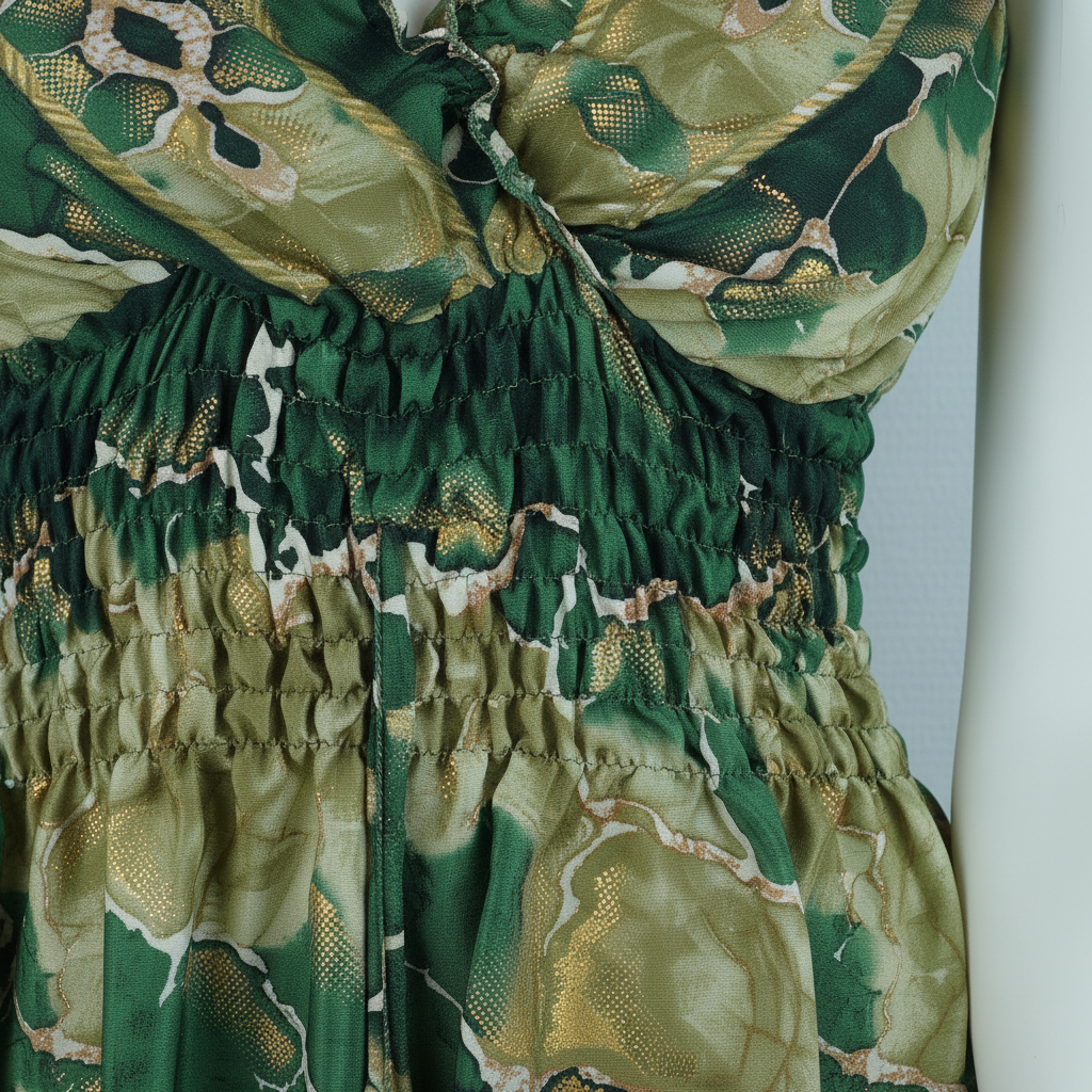 Sommerkleid Alia Grün/Khaki – Detailshot