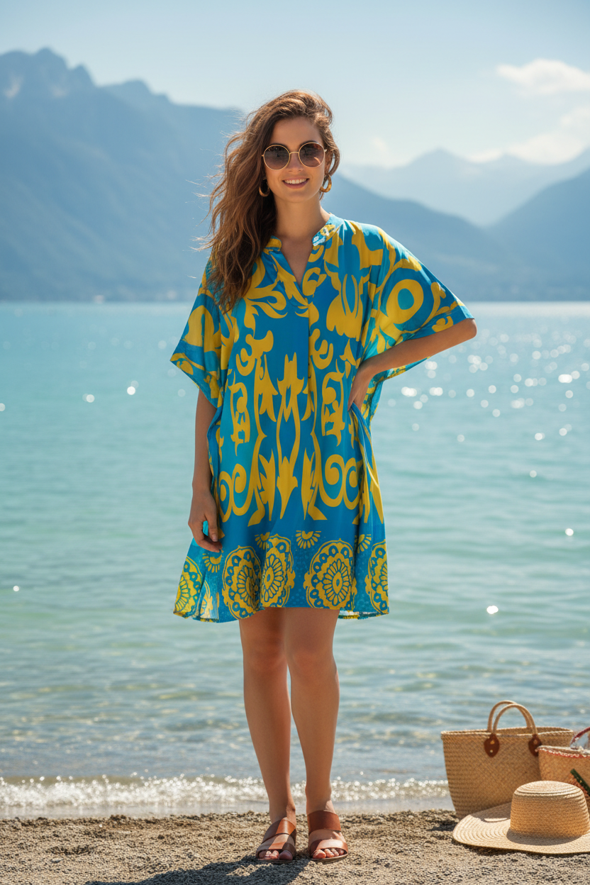 Kaftan Barock Türkis Gelb Bodensee KI