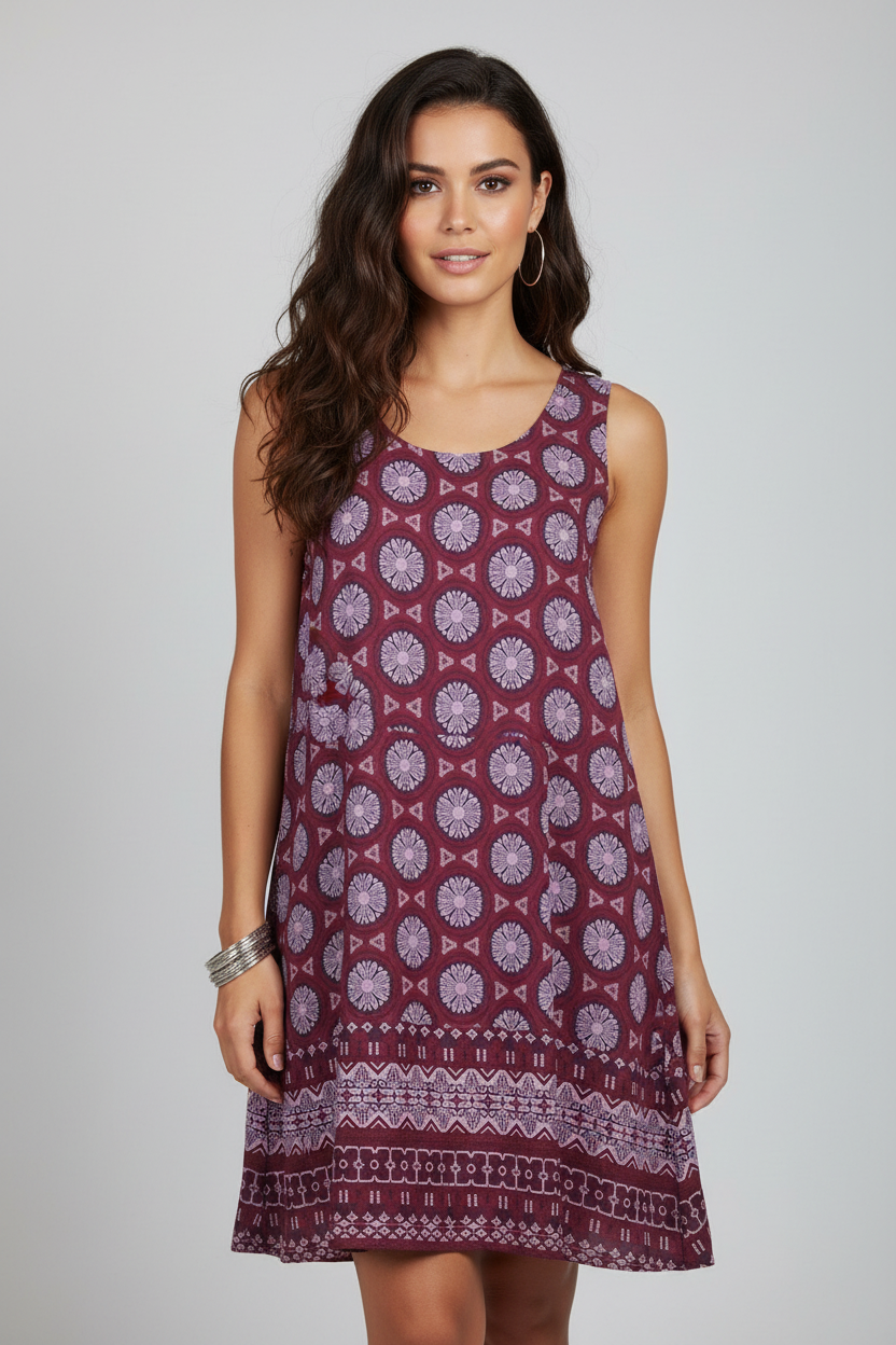 Sommerkleid Nala Bordeaux – KI Vorderseite