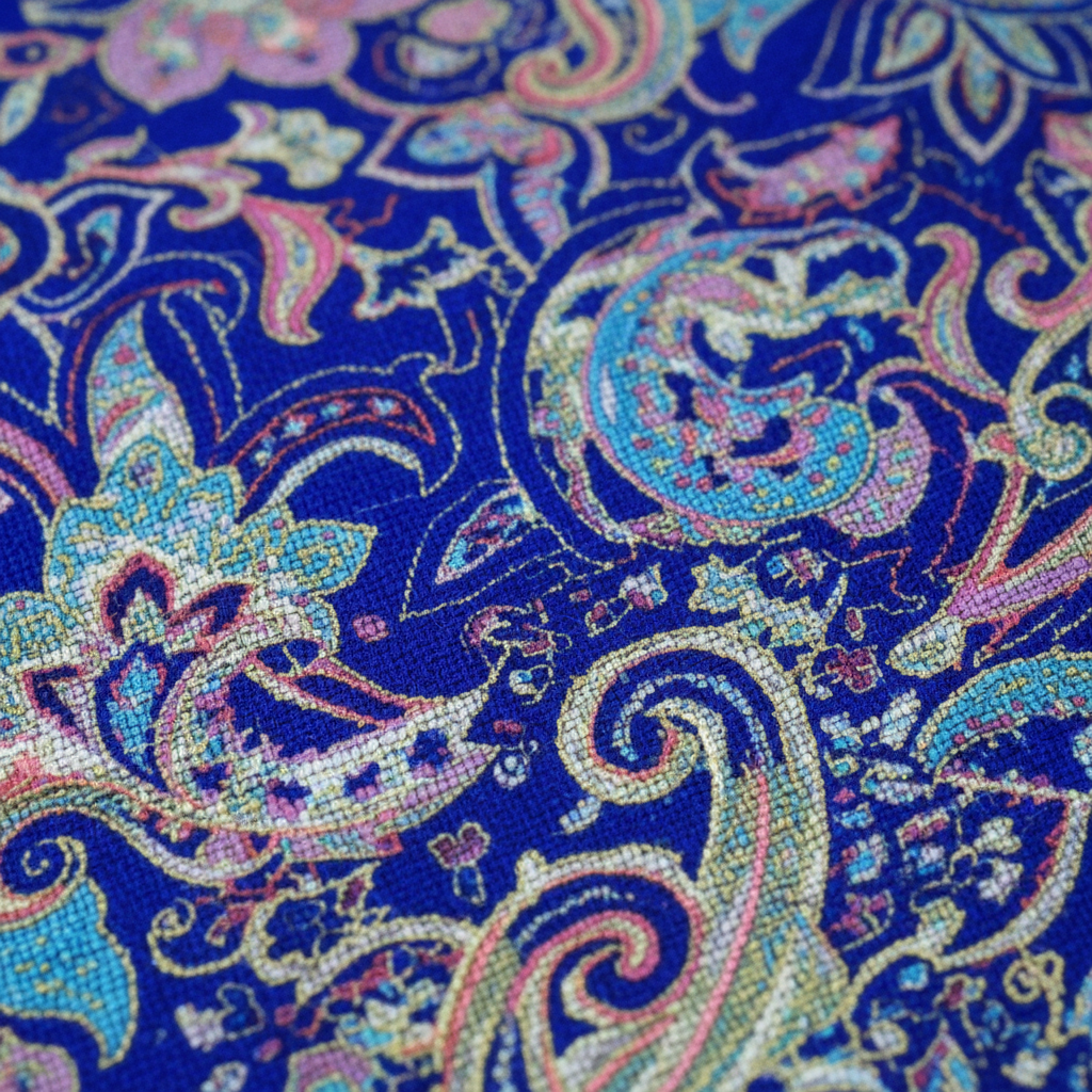 Boho Maxi Kleid Royal-Blau Paisley – Detailbild
