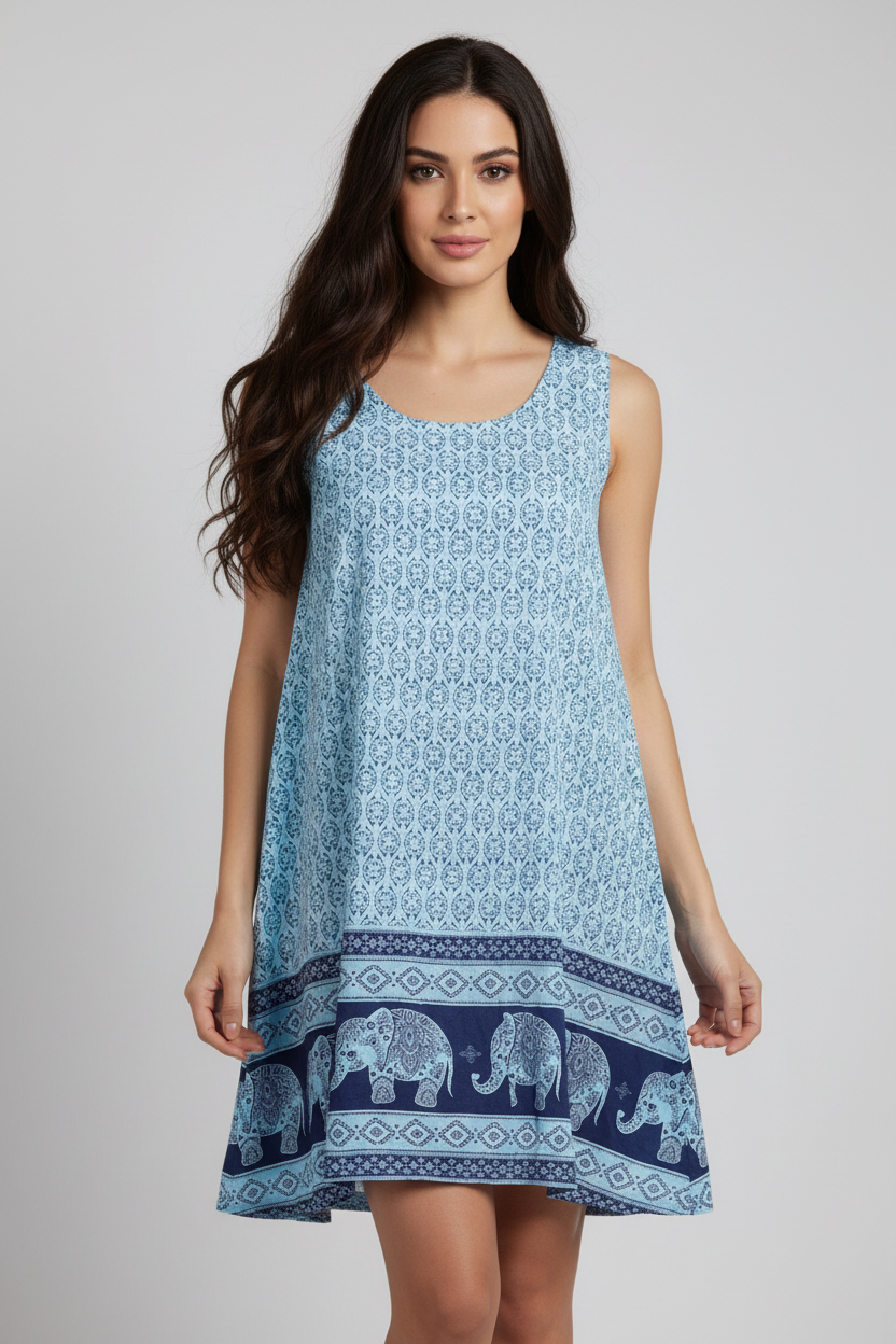 Sommerkleid Maya Hellblau – KI Vorderseite