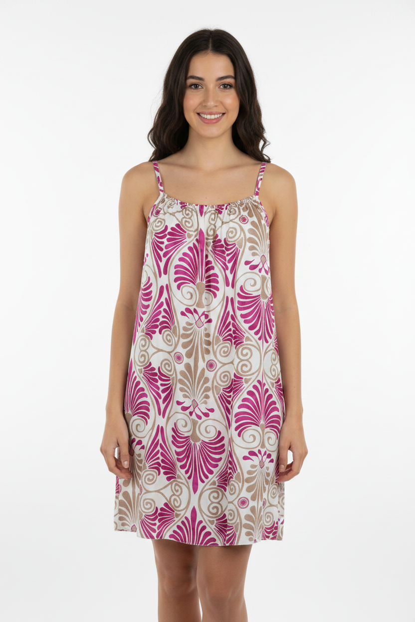Sommerkleid Art Déco Pink Vorderansicht KI