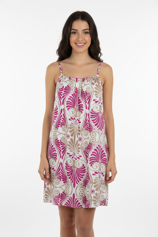 Sommerkleid Art Déco Pink Vorderansicht KI