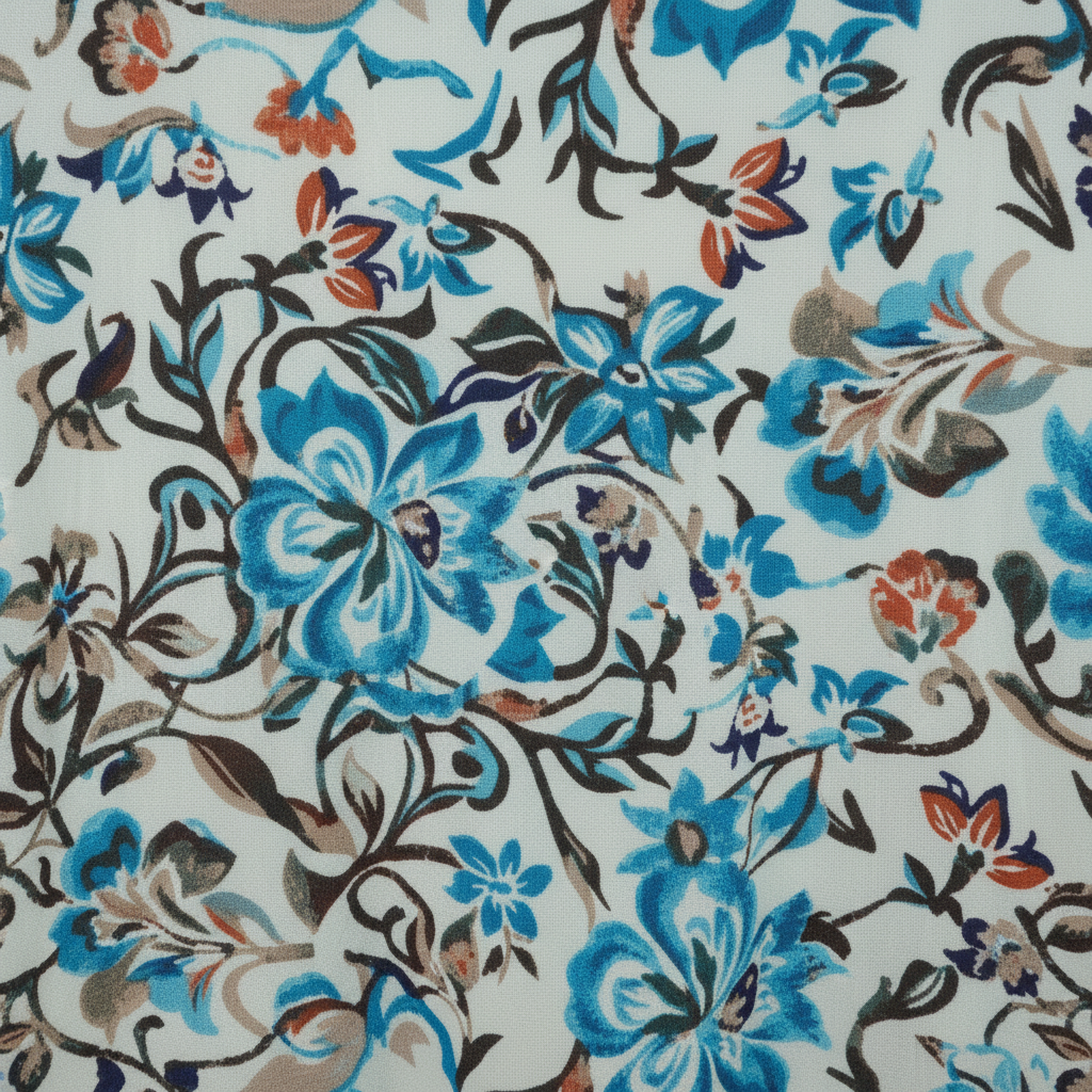 Sommerkleid Blumenprint Türkis Detailshot