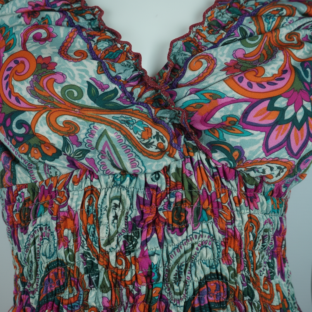 Sommerkleid Alia Mint/Multicolor – Detailshot