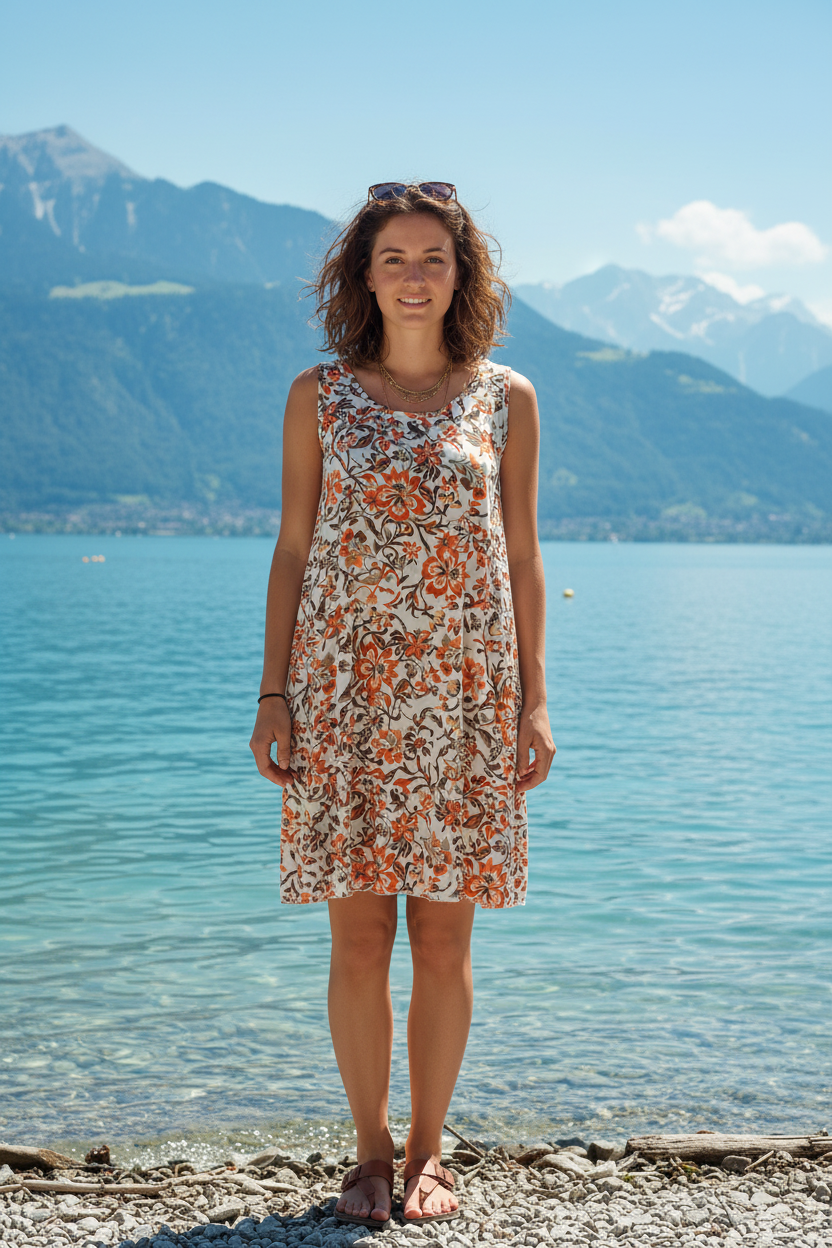 Sommerkleid Blumenprint Orange Bodensee Lifestyle