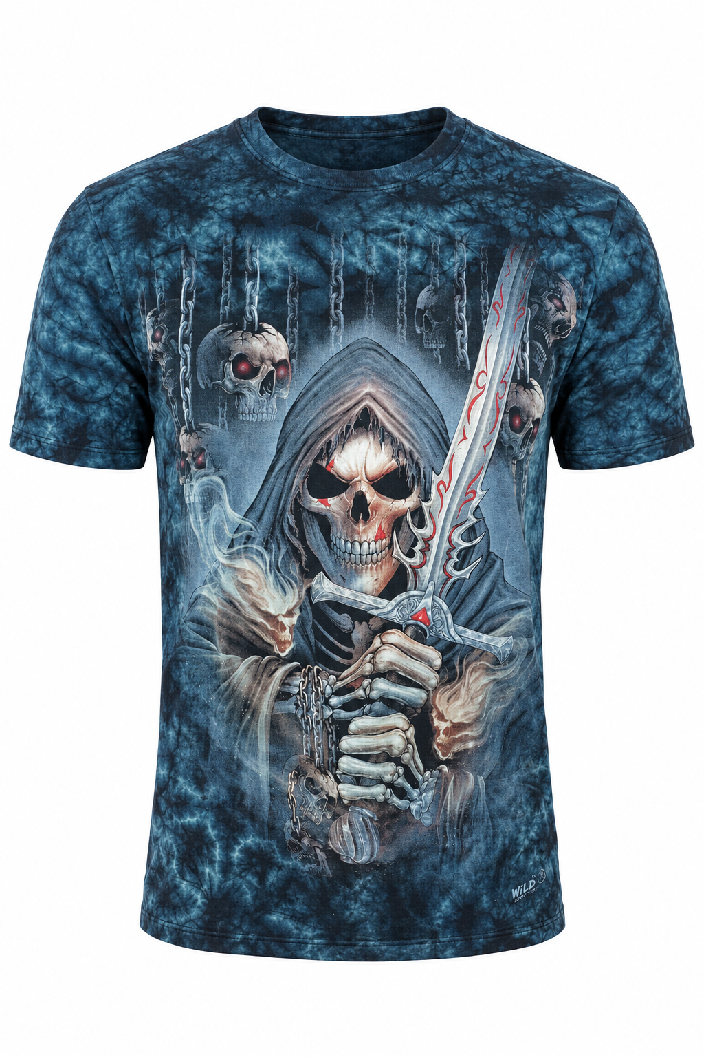 Red Skull Warrior T-Shirt mit rotem Schwert und düsterem Totenkopf-Motiv
