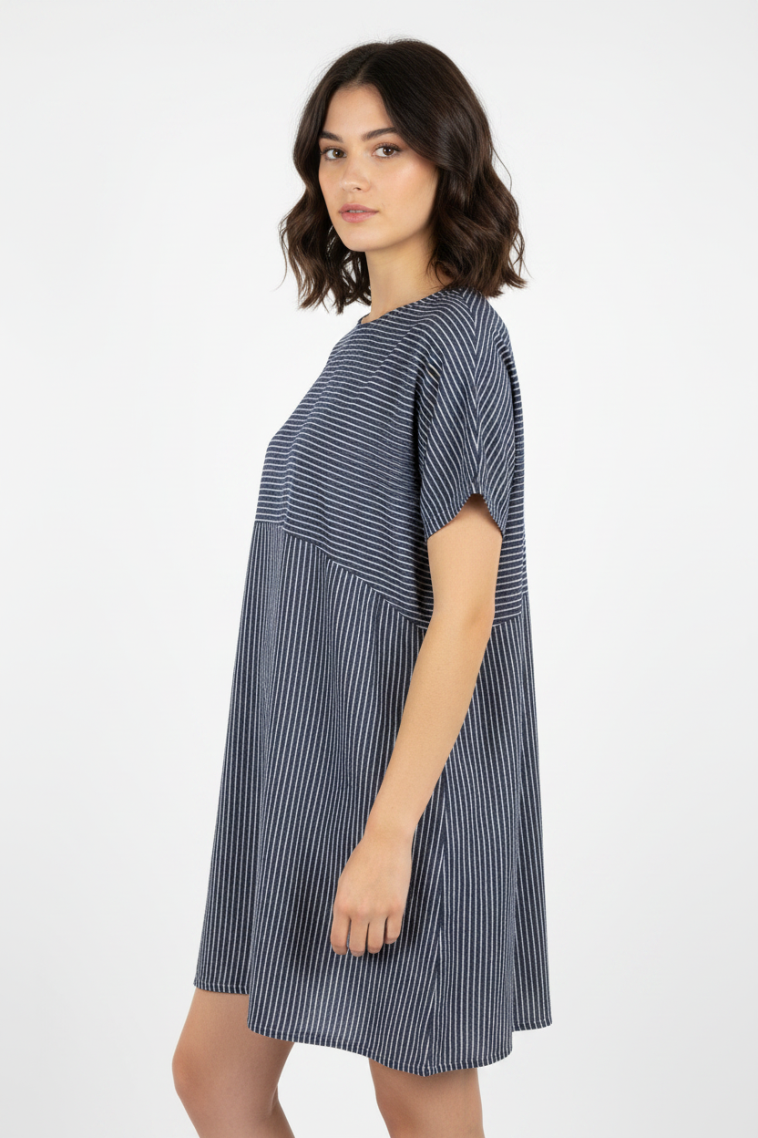 Sommerkleid Streifen Marine Seitenansicht