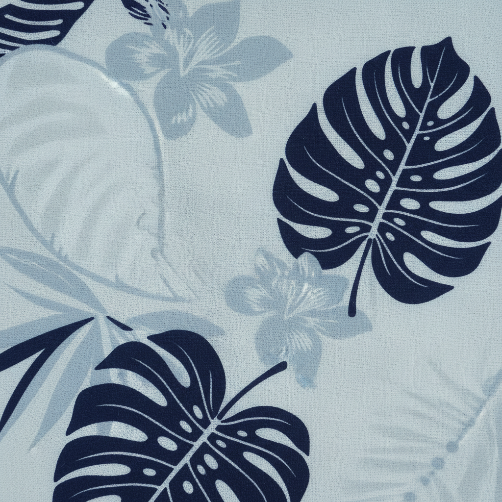 Sommerkleid Tropical Weiß Navy Detailshot KI
