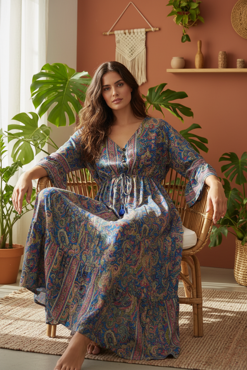 Boho Maxi Kleid Paisley – Sitzbild Boho