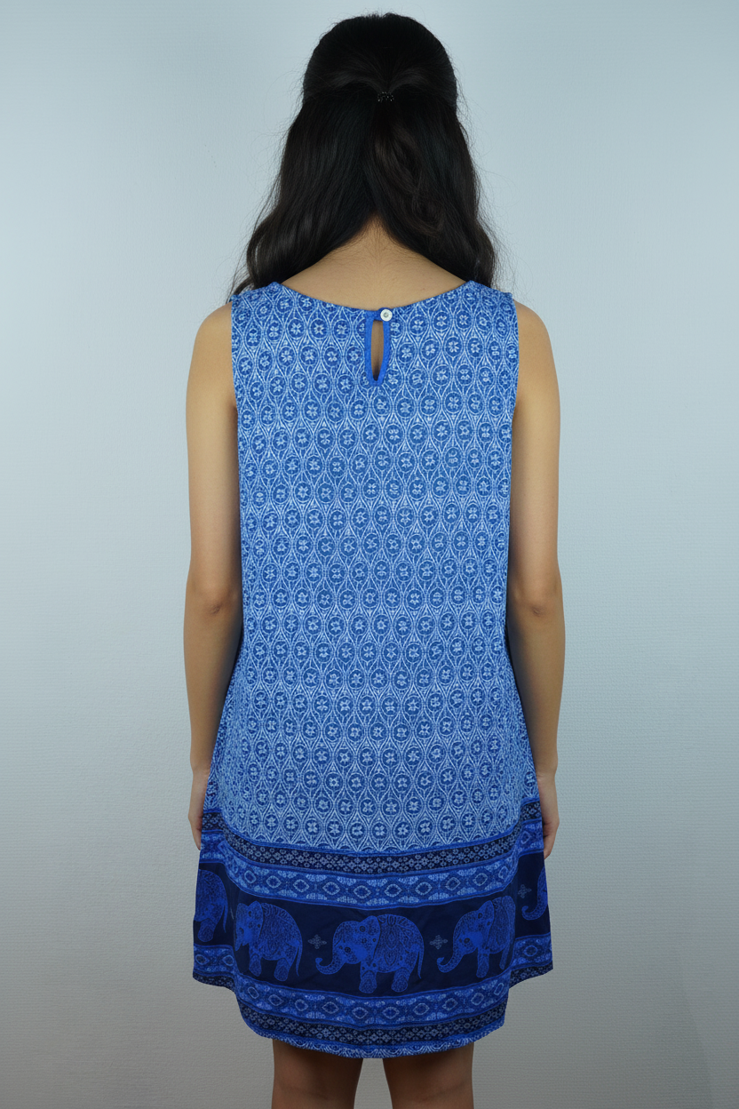 Sommerkleid Maya Royalblau – KI Rückseite