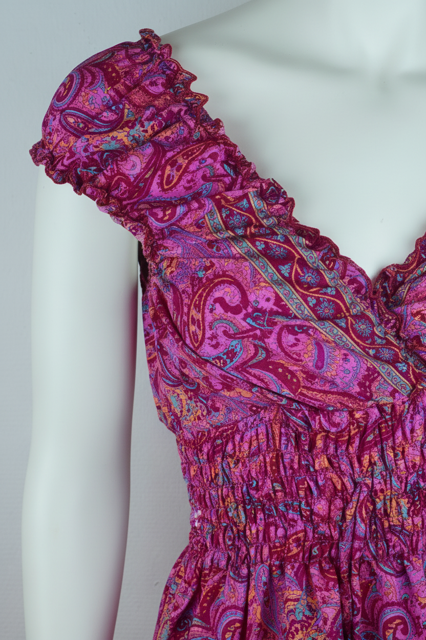 Sommerkleid Boho Pink Magenta Paisley Detail