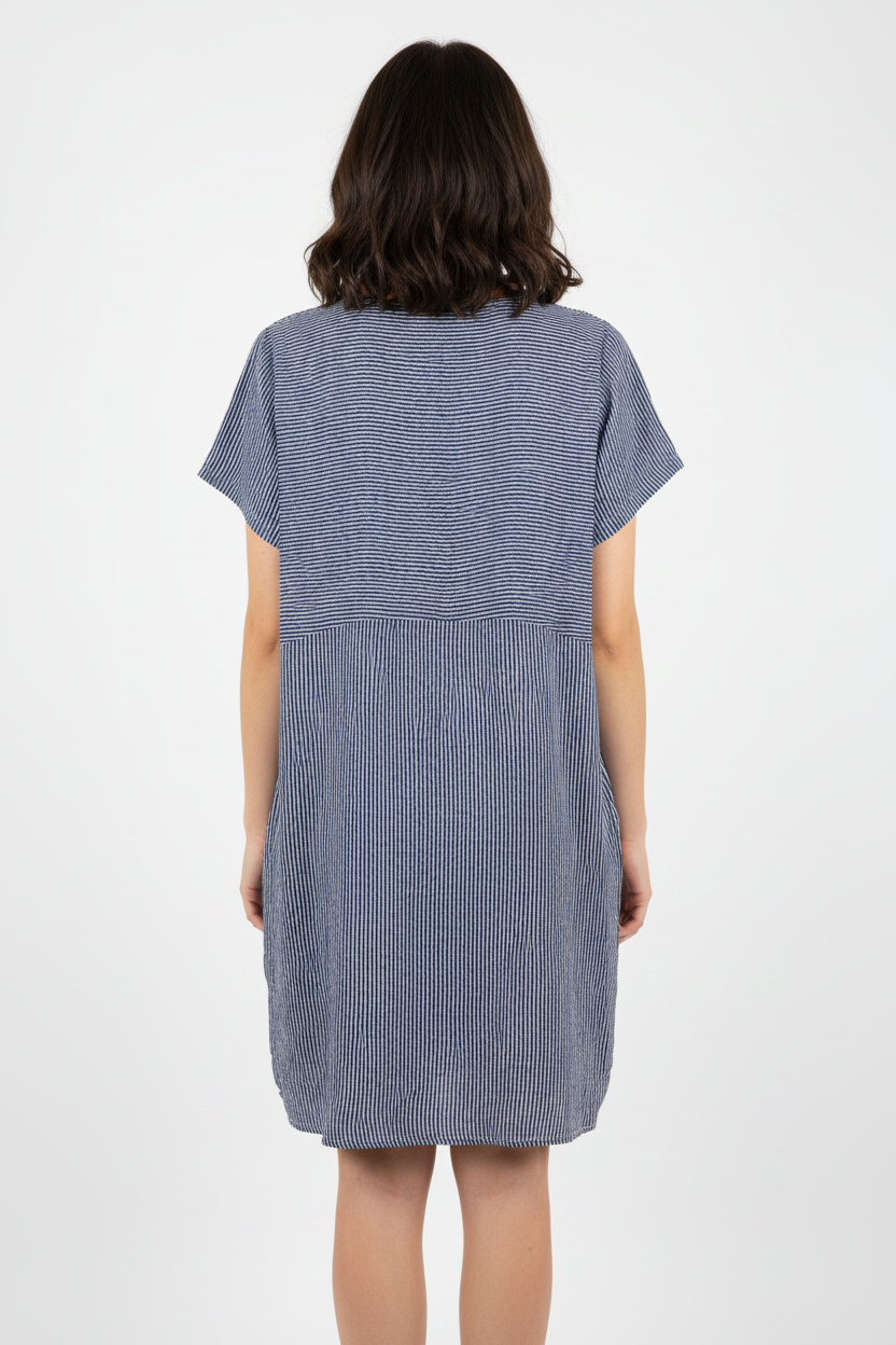 Sommerkleid Streifen Marine Rückansicht