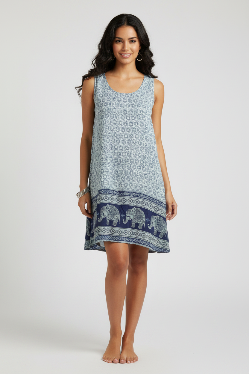 Sommerkleid Maya Blau – KI Vorderseite