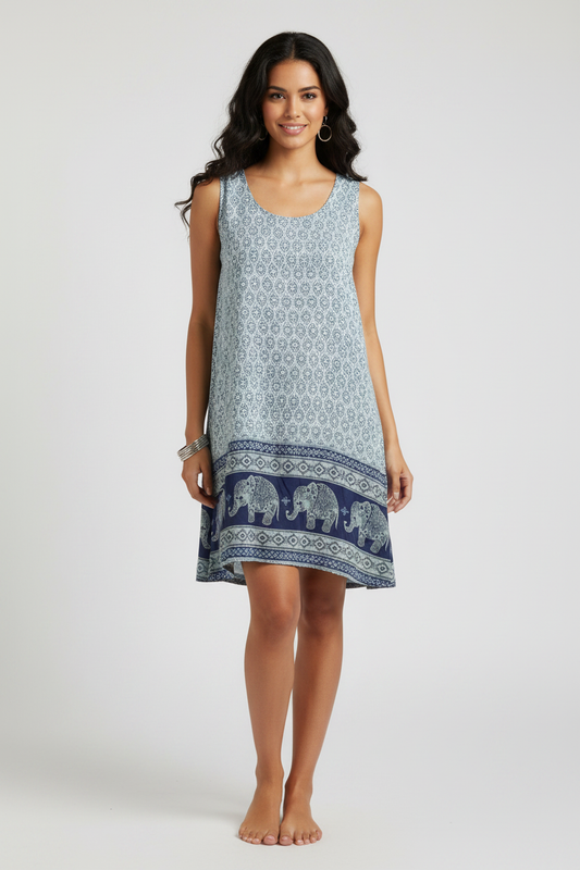 Sommerkleid Maya Blau – KI Vorderseite