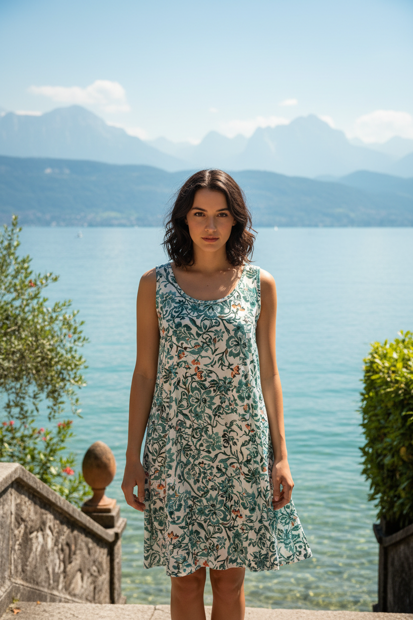Sommerkleid Blumenprint Grün Bodensee Lifestyle