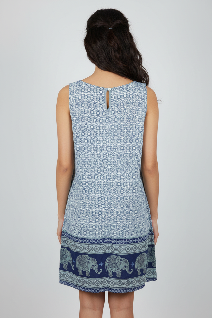 Sommerkleid Maya Blau – KI Rückseite