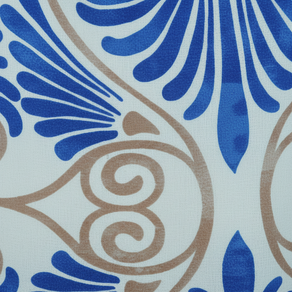 Sommerkleid Art Déco Blau Midi Detailshot KI