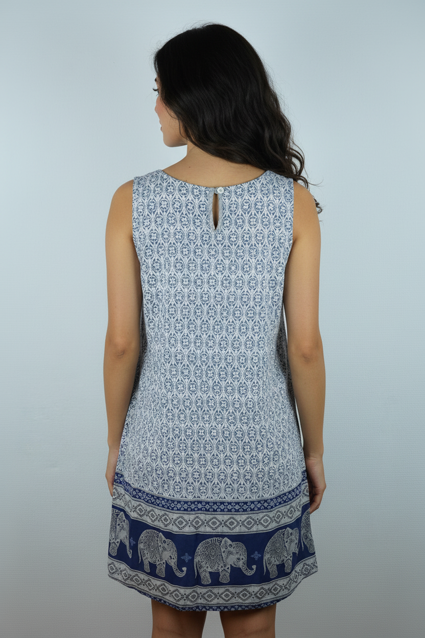 Sommerkleid Maya Dunkelblau – KI Rückseite