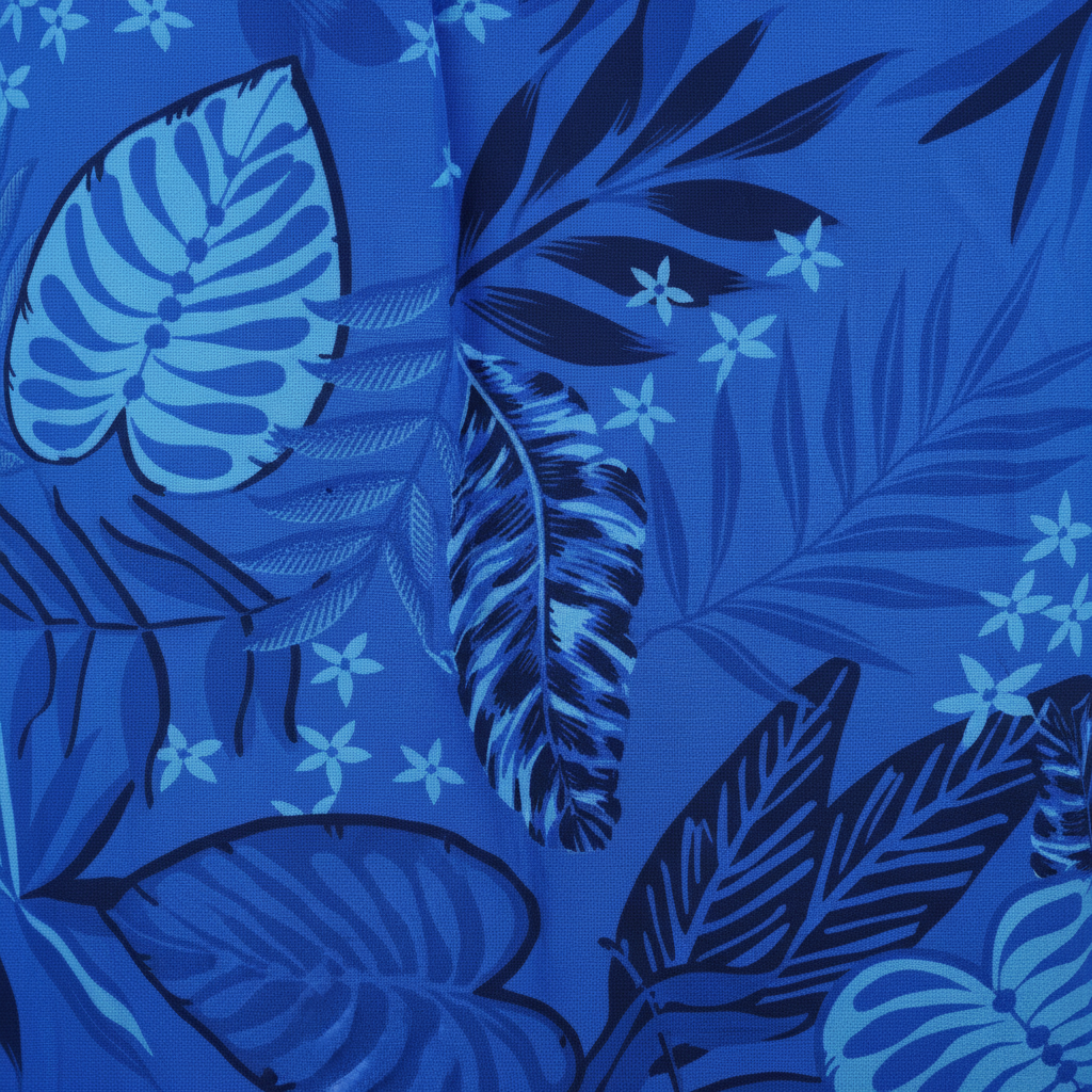 Sommerkleid Tropical Royalblau Detailshot KI