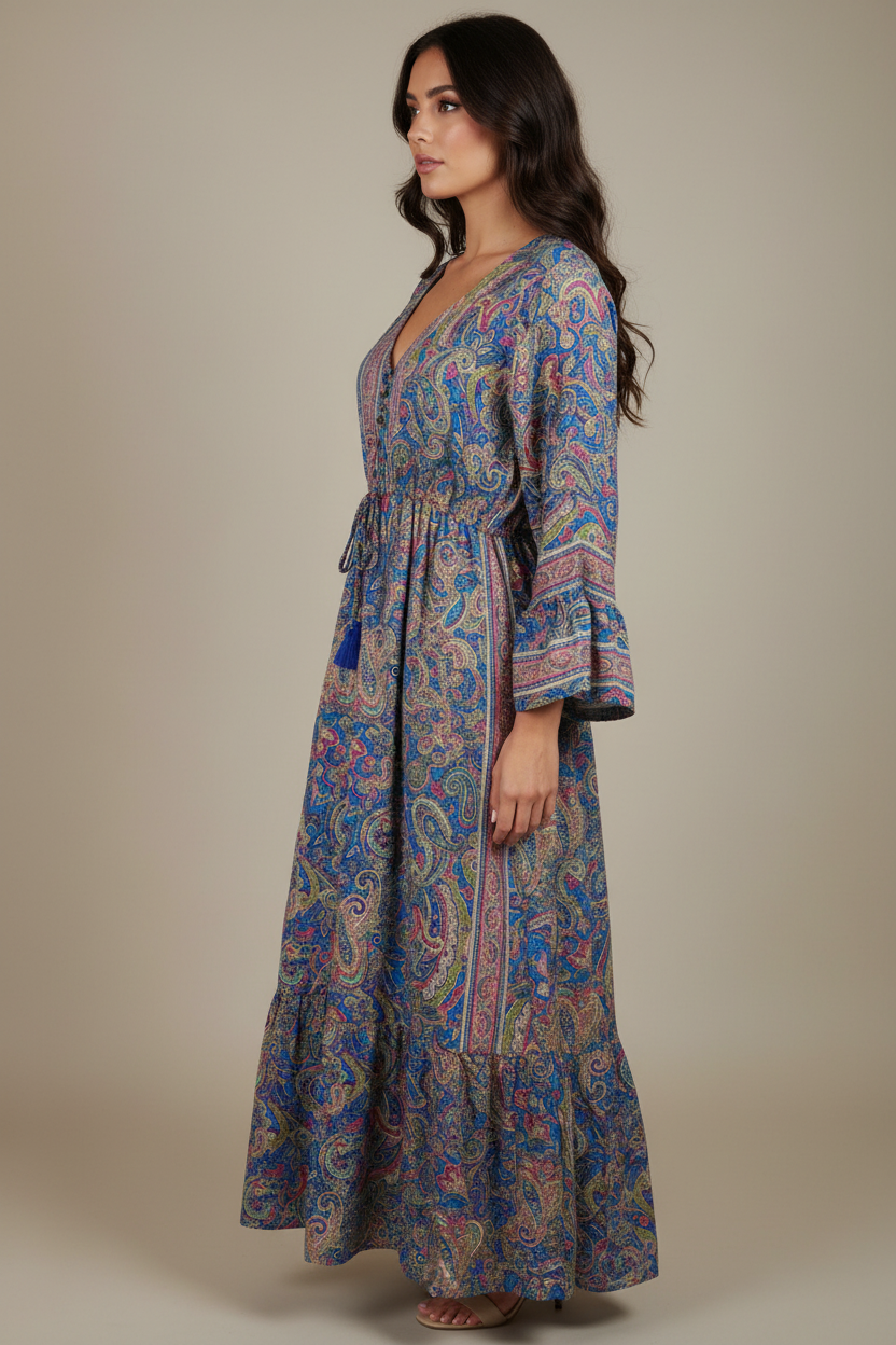 Boho Maxi Kleid Paisley – Studio Seitenansicht