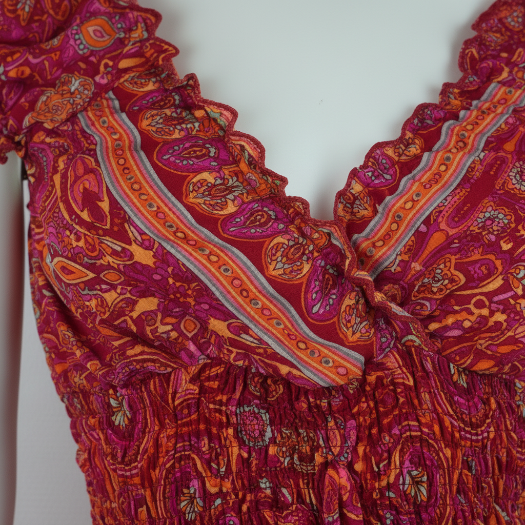 Sommerkleid Alia Rot/Orange – Detailshot